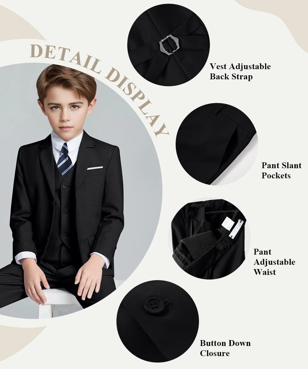 Visaccy Boys Suits Slim Fit Dress Clothes Ring Bearer Outfit