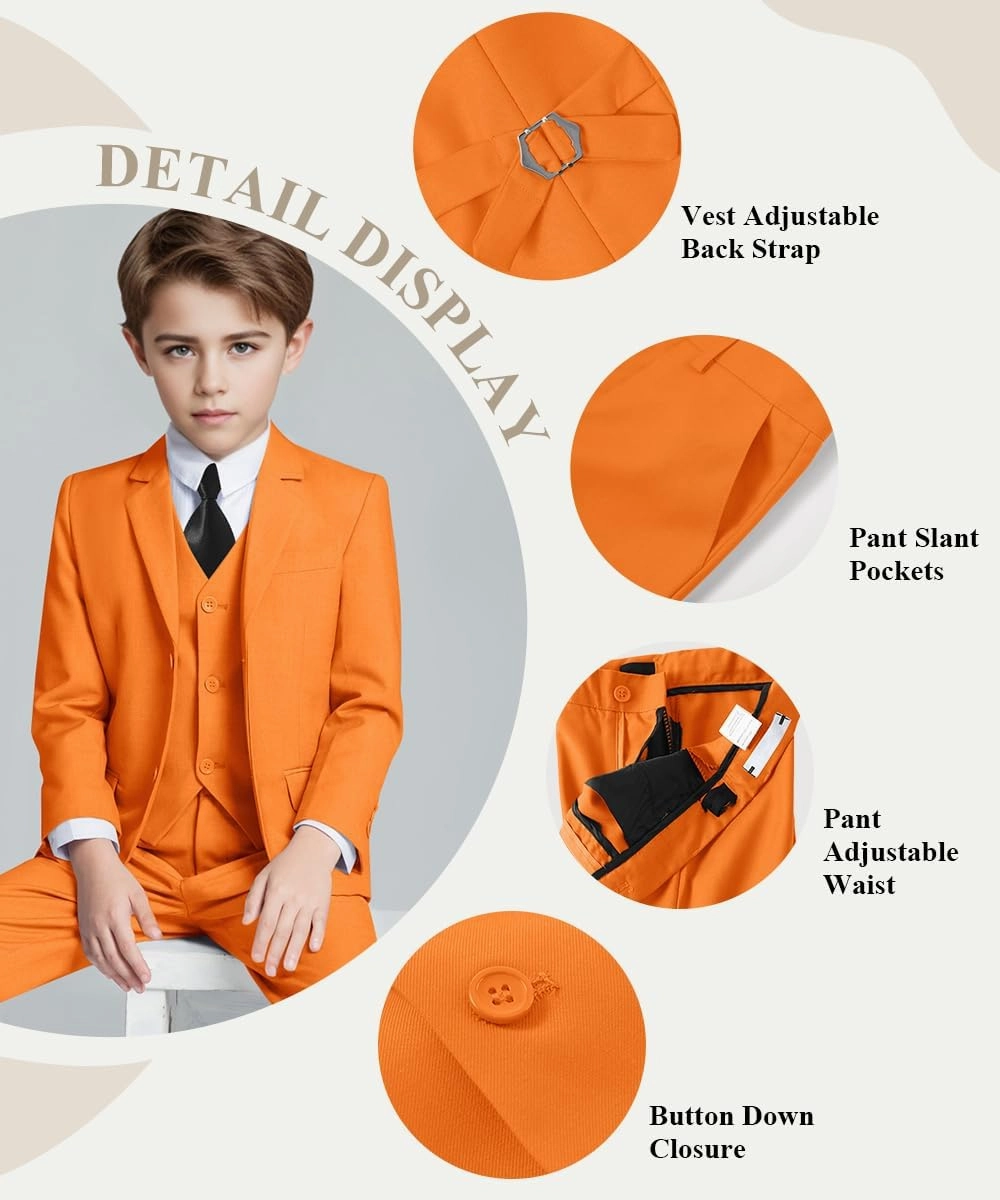 Visaccy Boys Suits Slim Fit Dress Clothes Ring Bearer Outfit