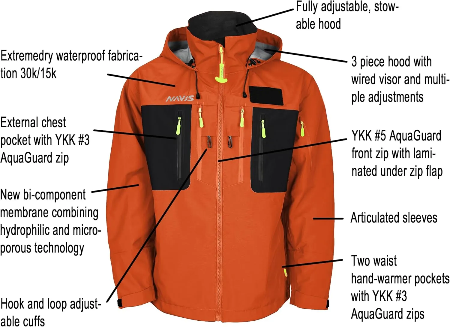 Wading Jacket-PRO Waterproof Waders Breathable 3-Layer Hard Shell for Fishing