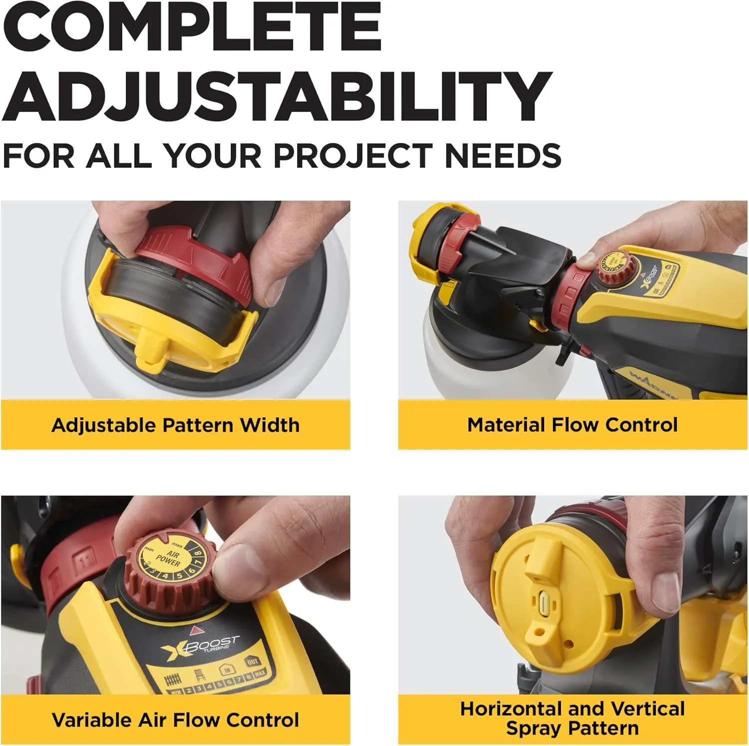 Wagner Spraytech 02419307 FLEXiO 595 Handheld HVLP Paint Sprayer, Sprays Most Unthinned Latex, Includes Two Nozzles - iSpray & Detail Finish Nozzle, Complete Adjustability, Lightweight Design