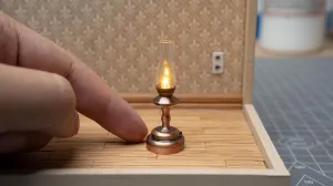 Waldosia 1:12 Scale Miniature LED Hurricane Lamp Set – Battery Operated Dollhouse Flickering Light for Vintage Mini Rooms, Booknook or Dioramas