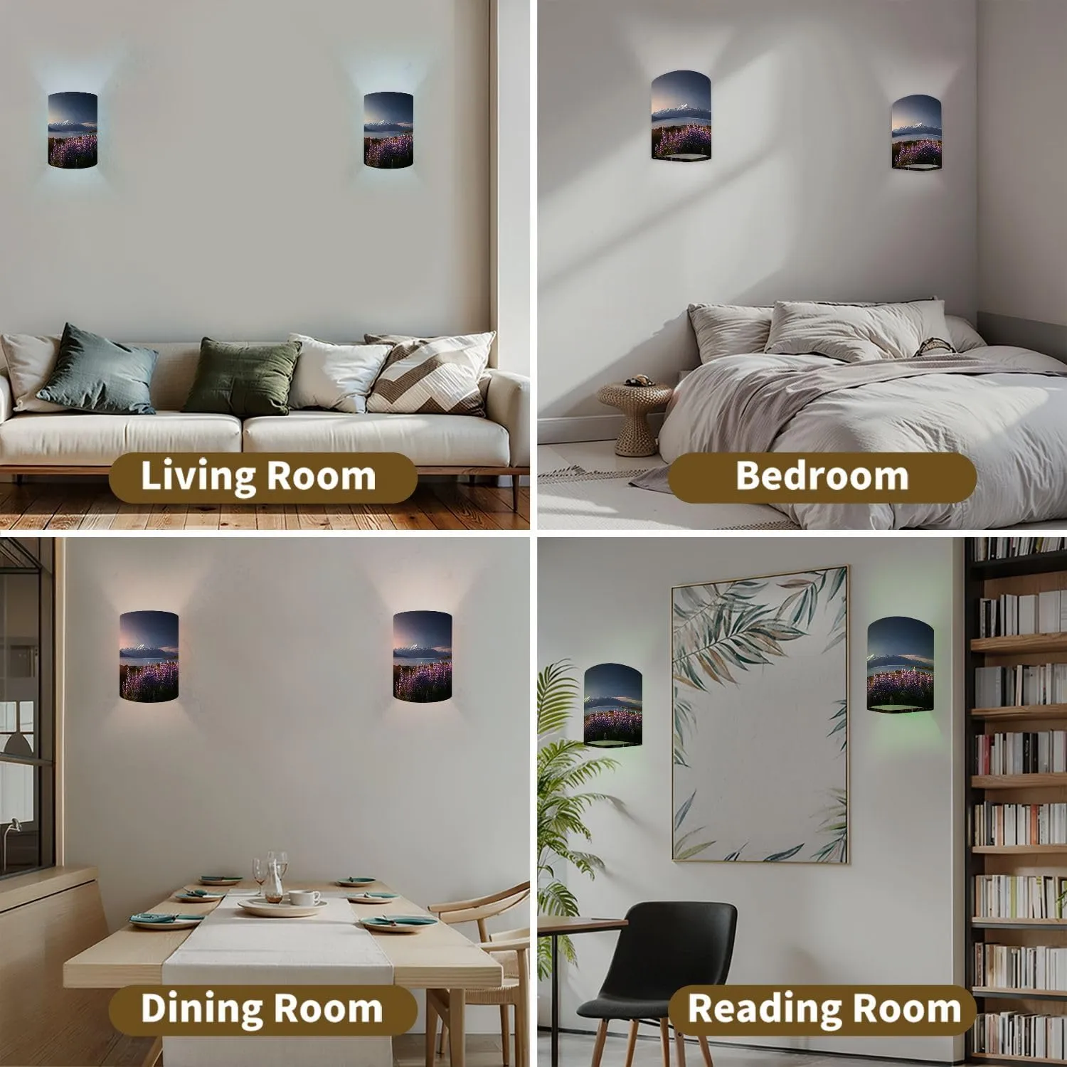 Wall Sconces Set of Two Battery Operated Sunset Wild lupines Mt Cook New Zealand Plug in Wall Lights Fixtures Remote Dimmable for Bedroom Living Room Hallway