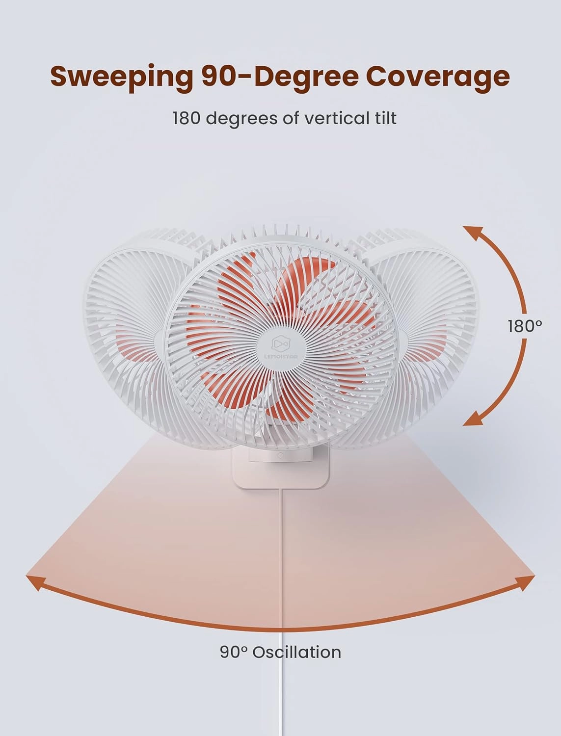 Wall Mount Oscillating Small Fan with Remote,8.5 Inch Bedroom RV Fans,4 Speeds,Timer, Quiet Wall Mounted Fan with 5.92 ft Cord, 90°Oscillating, 120° Adjustable Tilt, for Bathroom, Kitchen, Base,Corner