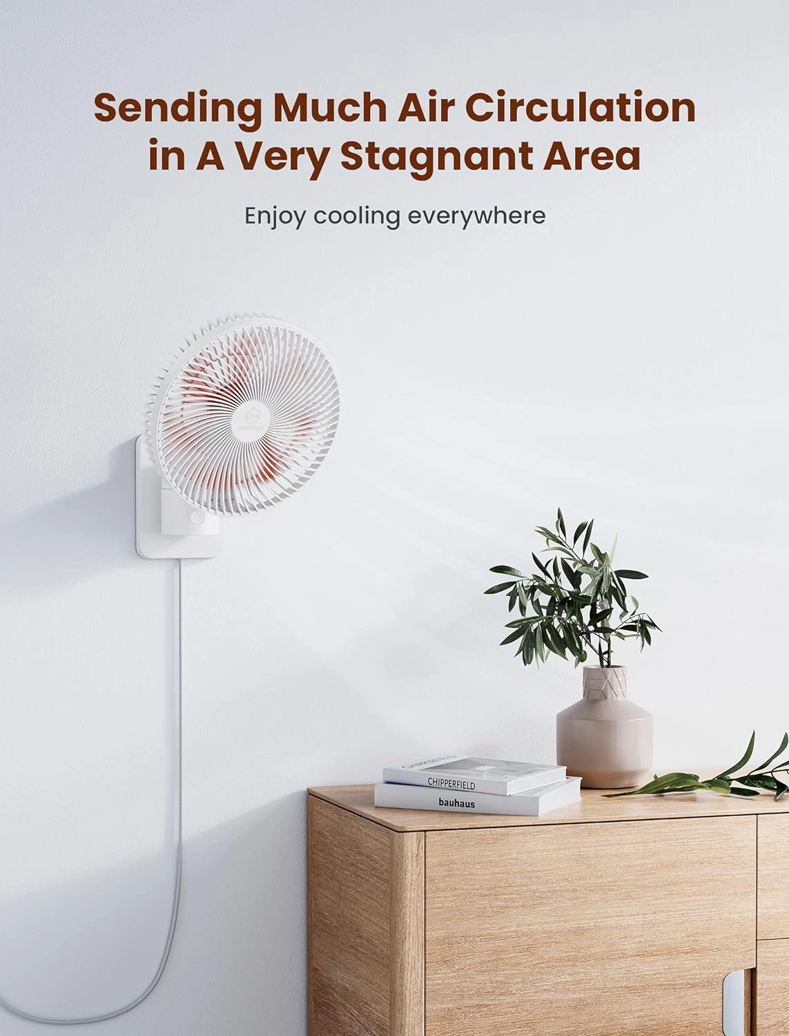 Wall Mount Oscillating Small Fan with Remote,8.5 Inch Bedroom RV Fans,4 Speeds,Timer, Quiet Wall Mounted Fan with 5.92 ft Cord, 90°Oscillating, 120° Adjustable Tilt, for Bathroom, Kitchen, Base,Corner