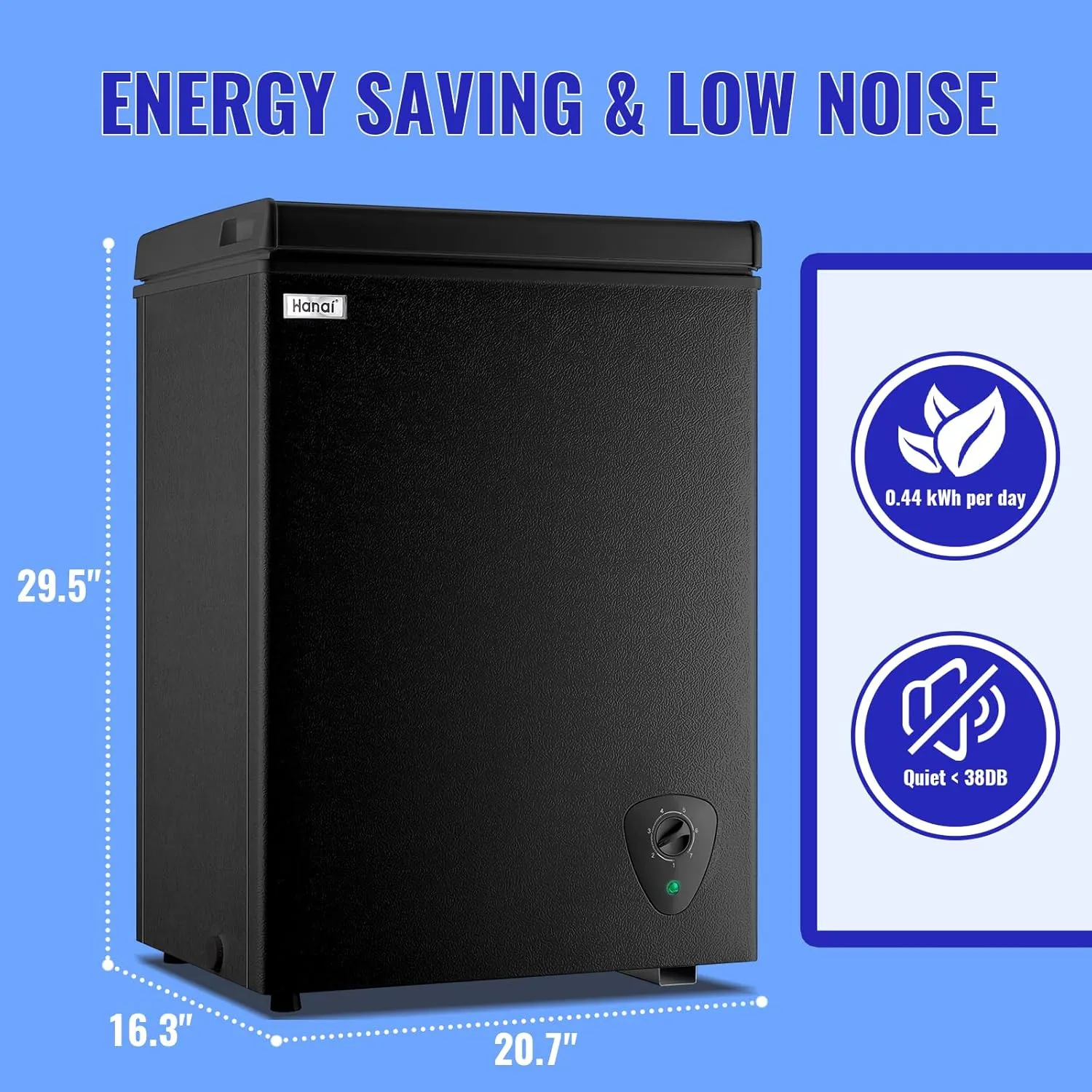 WANAI Deep Freezer Black Small Chest Freezers with Storage Basket Top Open Door Mini Compact Freezer 7 Temperature Control for Home Garage Apartment Kitchen Office