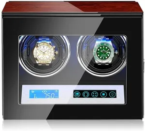 Watch Automatic Watch Winder with Quiet Motor,LED Illumination,Touch Display,15 Rotation Mode Settings,Suitable for Men's and Ladies Wrist Watch (4 0)