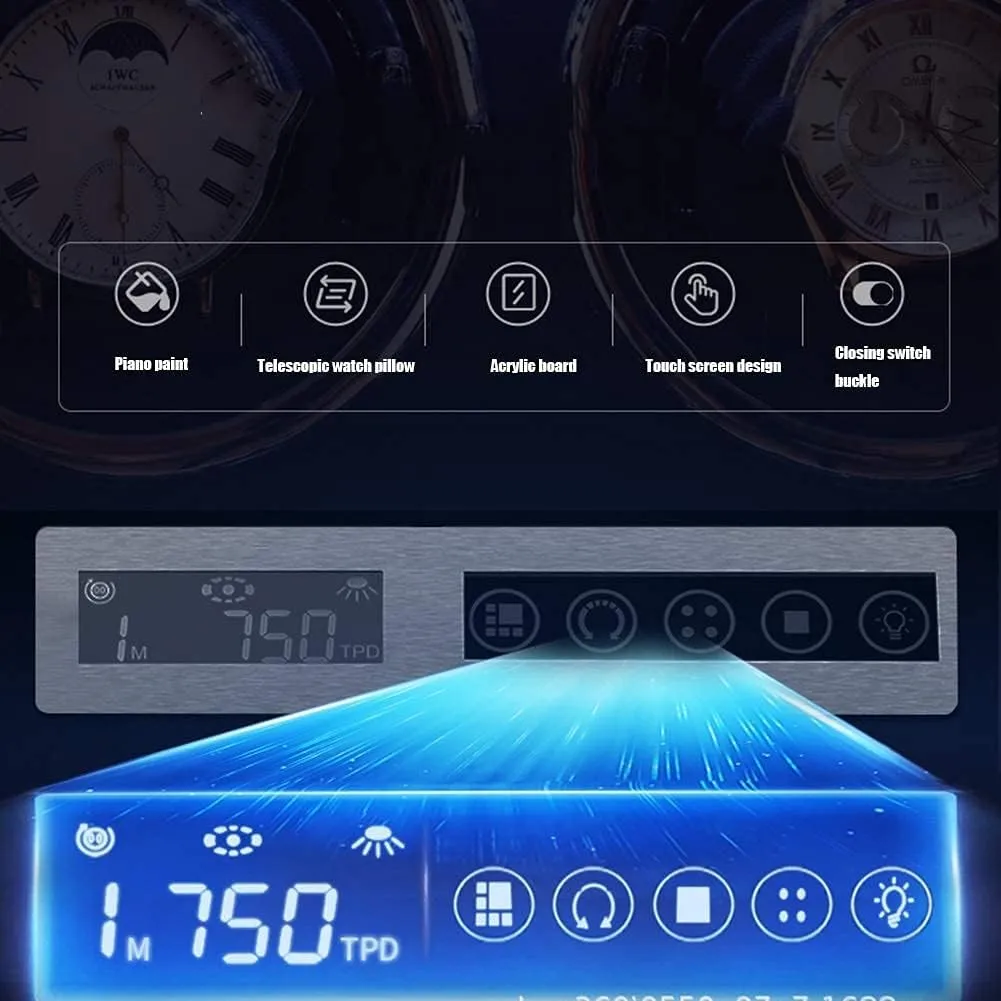 Watch Automatic Watch Winder with Quiet Motor,LED Illumination,Touch Display,15 Rotation Mode Settings,Suitable for Men's and Ladies Wrist Watch (4 0)