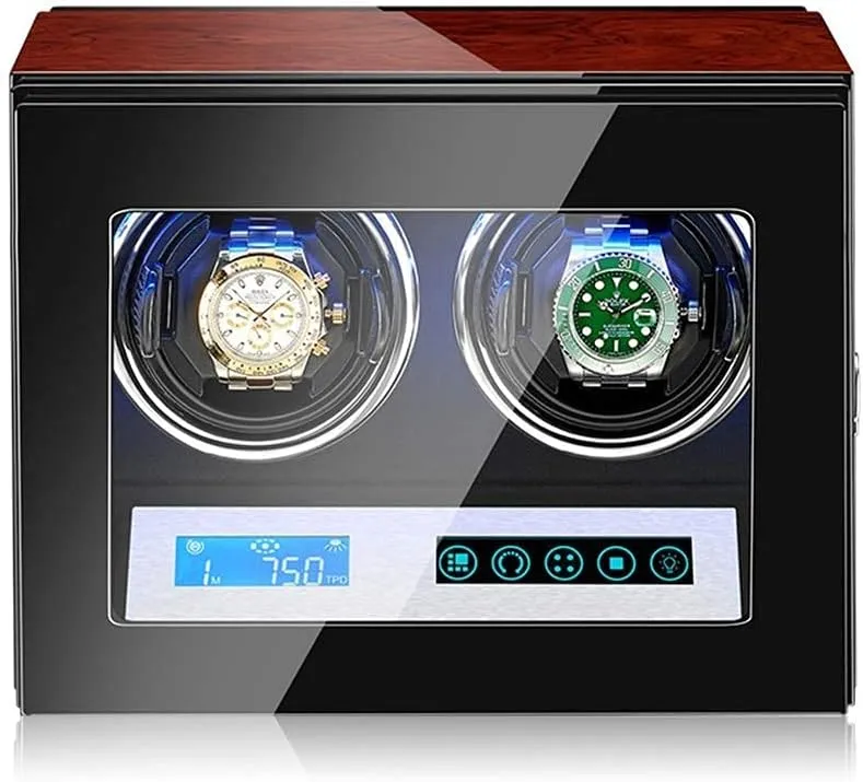 Watch Automatic Watch Winder with Quiet Motor,LED Illumination,Touch Display,15 Rotation Mode Settings,Suitable for Men's and Ladies Wrist Watch (4 0)