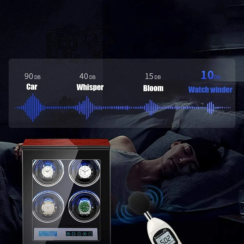 Watch Automatic Watch Winder with Quiet Motor,LED Illumination,Touch Display,15 Rotation Mode Settings,Suitable for Men's and Ladies Wrist Watch (4 0)