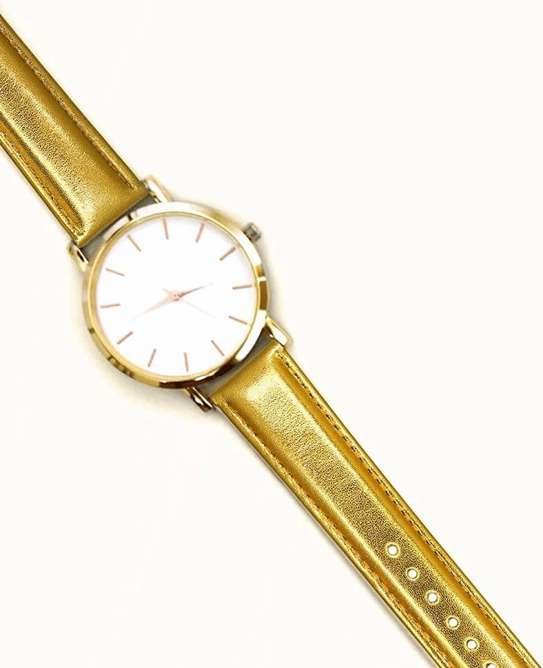 Watchband Genuine Leather Watch Strap Gold Fashion Silver Watch(Gray,16mm)