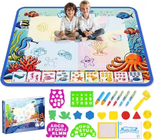 Water Doodle Mat,Kids Painting Mat, Toddlers Drawing Writing Toys,Reusable Coloring Mat, Birthday Christmas Gifts for 3 4 5 6 7 8 Years Old Boys Girls, 40 x 32 Inches