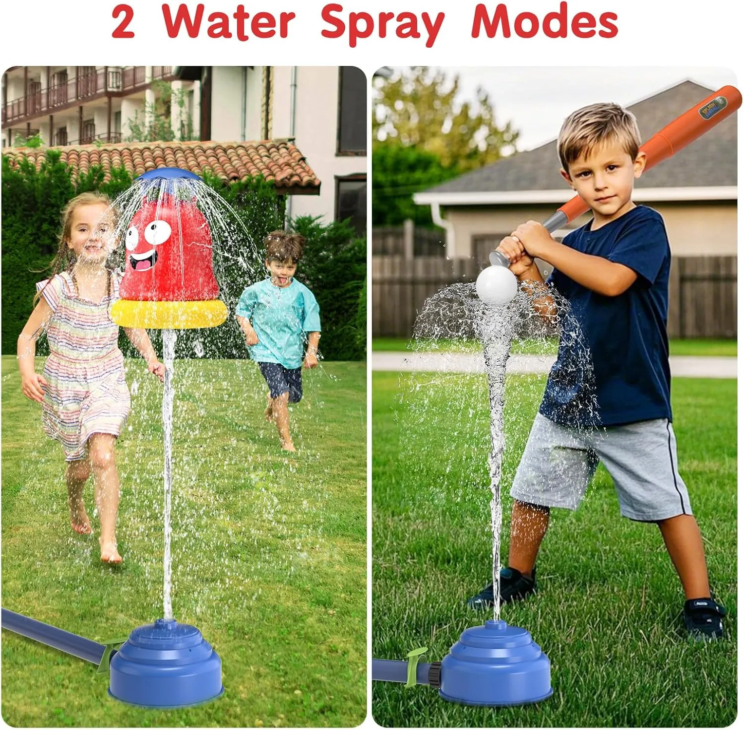 Water Sprinkler Baseball Toy, 360° Rotating Spray Water Play Game, Funny Emoticons Water Splashing Toy for Kids Outdoor, Summer Backyard Lawn Pool Party Fun for Boys Girls
