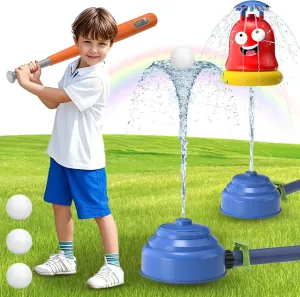 Water Sprinkler Baseball Toy, 360° Rotating Spray Water Play Game, Funny Emoticons Water Splashing Toy for Kids Outdoor, Summer Backyard Lawn Pool Party Fun for Boys Girls