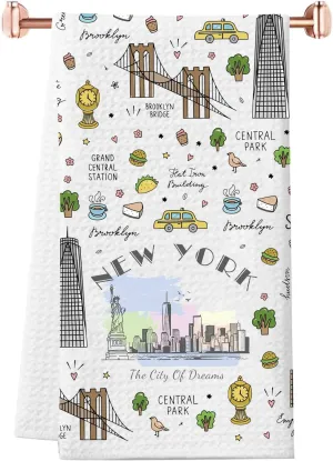 WCGXKO New York Souvenirs and Gifts Kitchen Towel - The City of Dreams Gift (New York Towel)