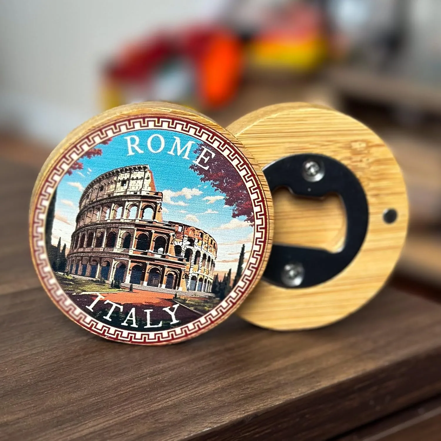 Weatherby Missouri Travel Souvenir Destination Round Wood Magnetic Bottle Opener 2.5” 4-Pack