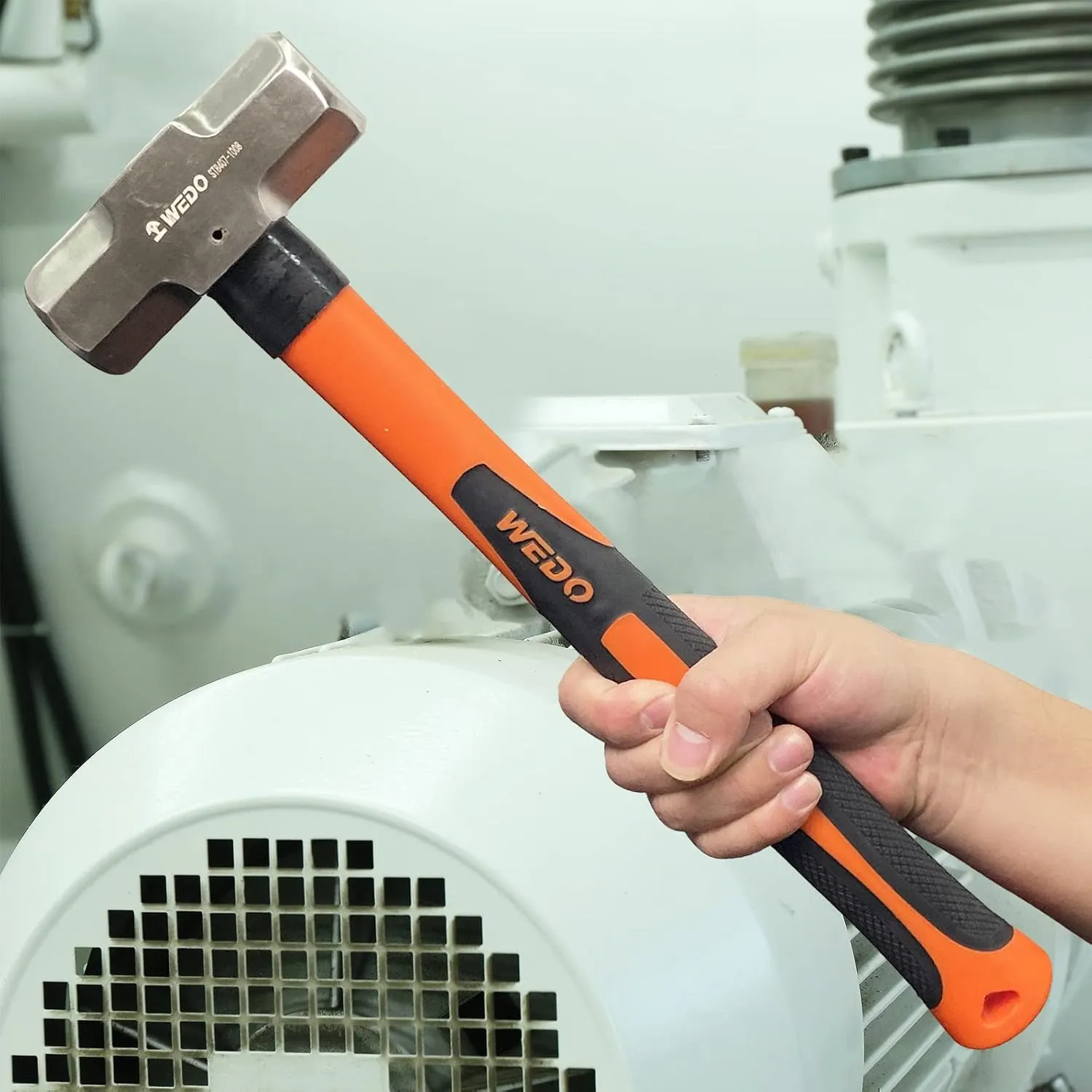 WEDO Sledge Hammer,2lb Stainless Steel Crack Hammer With Fiberglass Handle,Length 400mm,Shock-resistant,Corrosion Resistant Drilling Hammer