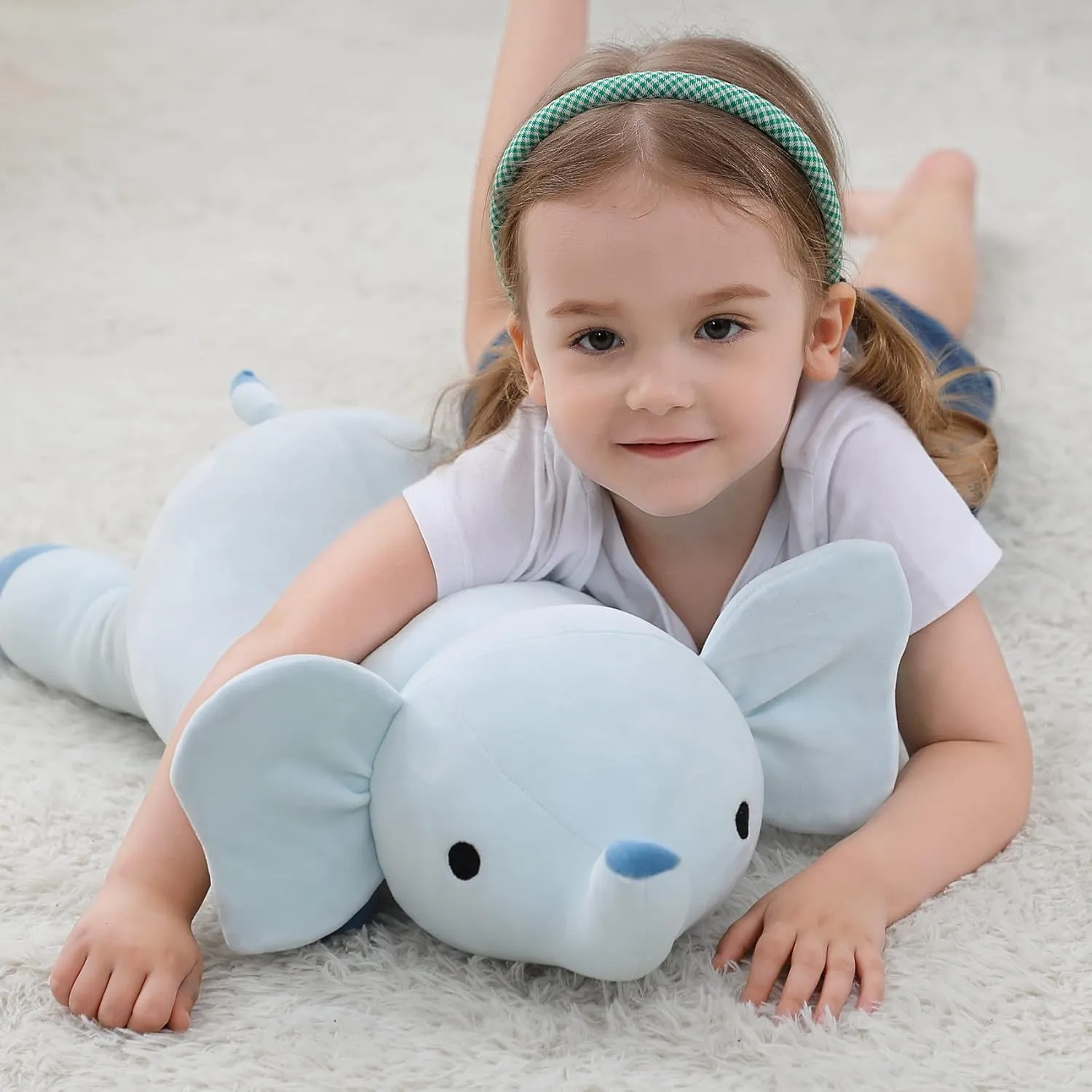 Weighted Stuffed Animals, 4.2Lb Weighted Elephant Plush, 24in Giant Elephant Throw Pillow Soft Plushie Doll Toy Gifts