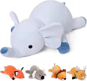 Weighted Stuffed Animals, 4.2Lb Weighted Elephant Plush, 24in Giant Elephant Throw Pillow Soft Plushie Doll Toy Gifts