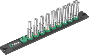 Wera 05005410001 Socket Rail, A Deep 1, Black, Magnetic, Drive 0.2 inch (6 mm), 9 Pieces
