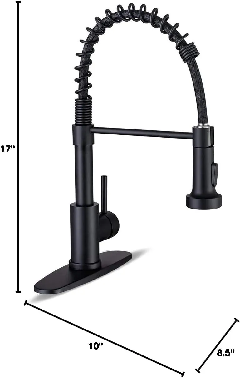 Wewe Black Kitchen Sink Faucets: Water Faucet with Pull Down Sprayer Stainless Steel Single Handle 1 Or 3 Hole for Farmhouse Commercial Camper Laundry Rv Bar