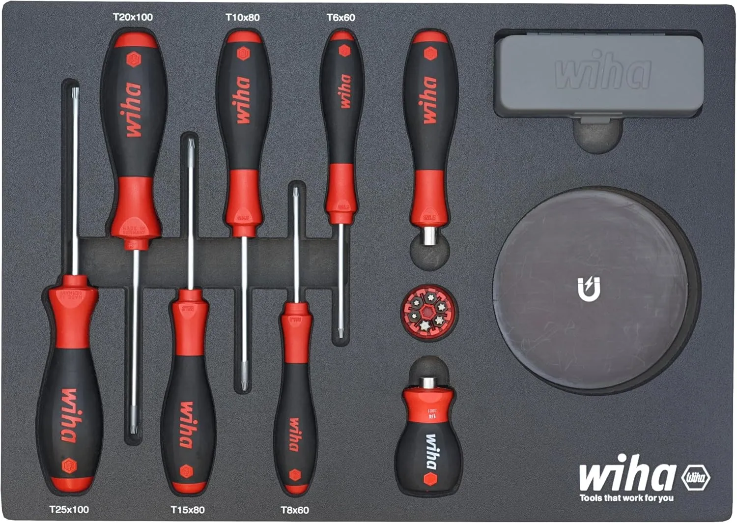 Wiha 91851 45 Piece Knife Maintenance Magnetic Workstation Tray Set