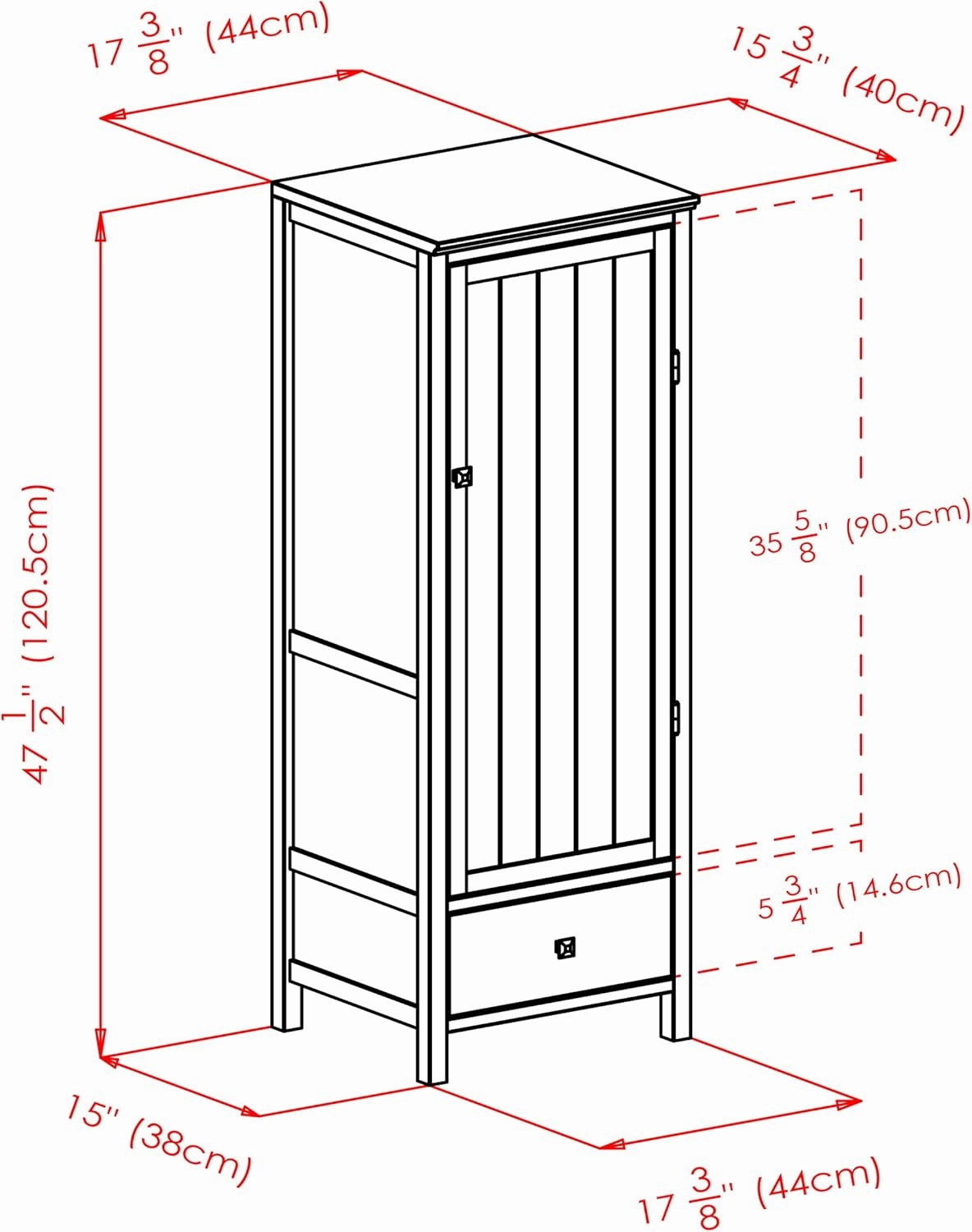 Winsome 94402 Pantry Cupboard with Door, Antique Walnut