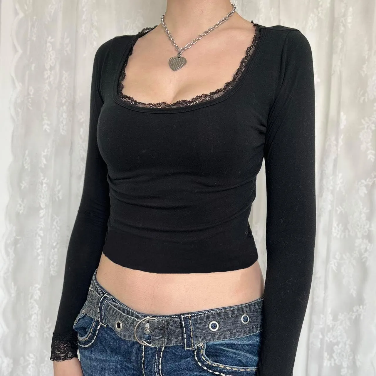 Women Y2K Long Sleeve Tops Shirt Fairy Crewneck Tight Vintage T-Shirts Casual Slim Fitted Girls Tees Streetwear