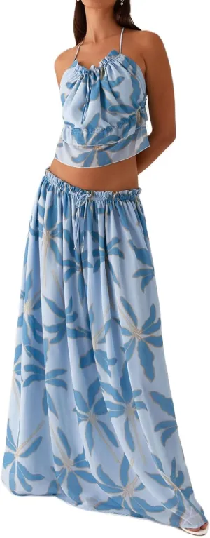 Women Y2K Maxi Skirt Set 2 Piece Outfit Smocked Backless Halter Top Flowy Ruffle Skirt Wedding Guest Ruched Set