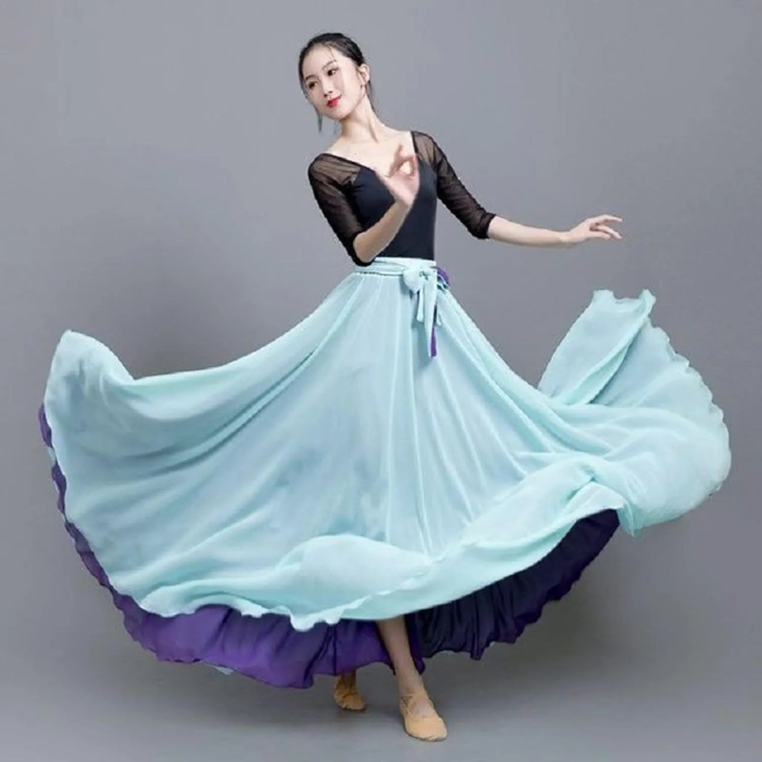 Women's 720 Fairy Lyric Dance Gradient Chiffon Swing Skirt for Ballet and Modern Dance