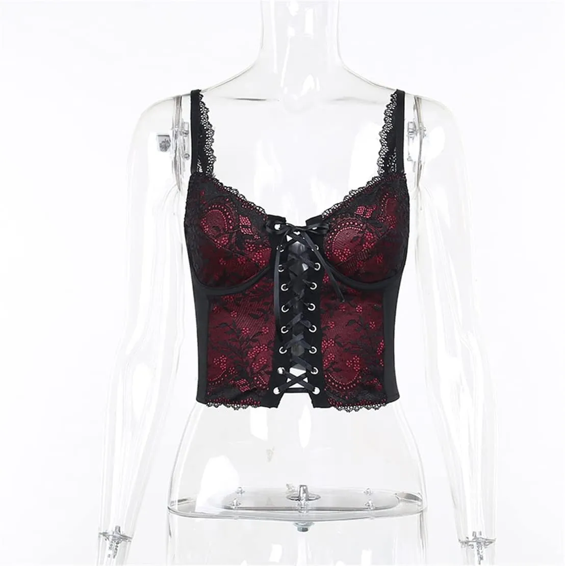 Women's Gothic Crop Top Spaghetti Strap Camisole Mall Goth Grunge Punk Fairy Cami Corset Top Backless Vest