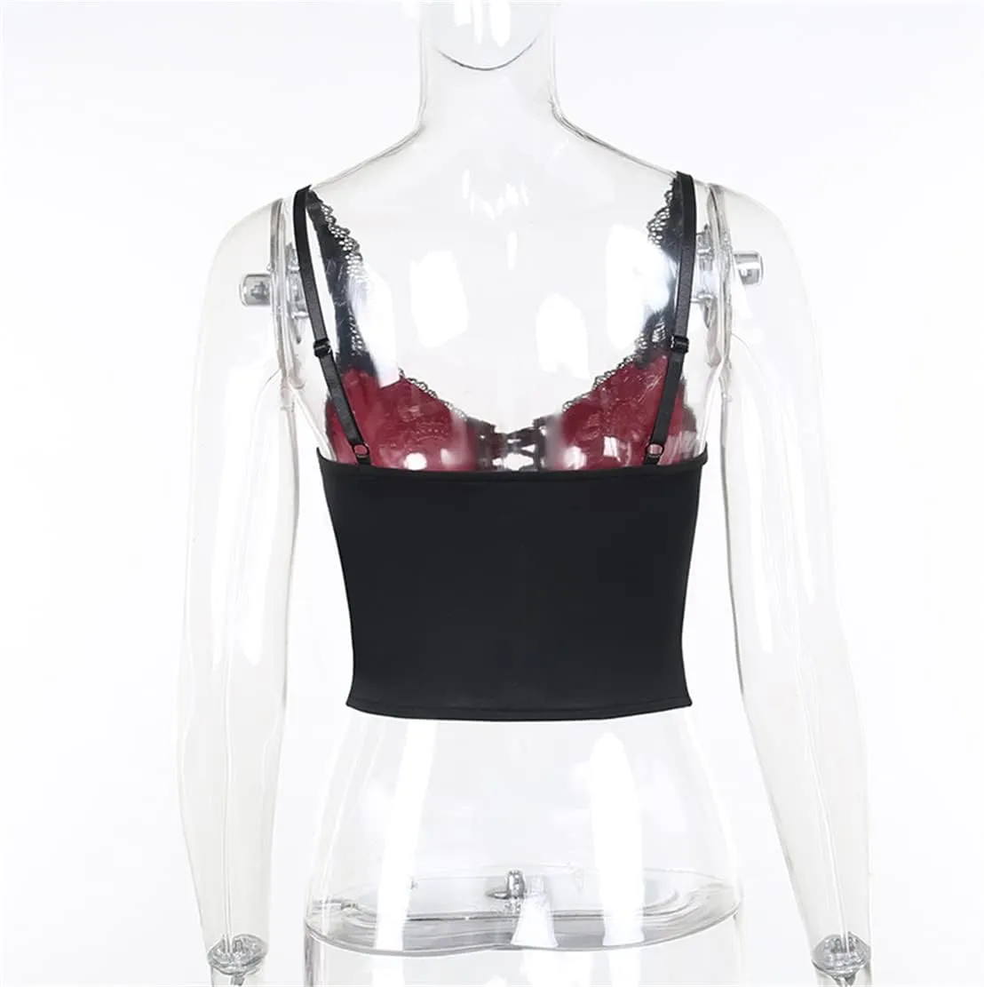 Women's Gothic Crop Top Spaghetti Strap Camisole Mall Goth Grunge Punk Fairy Cami Corset Top Backless Vest