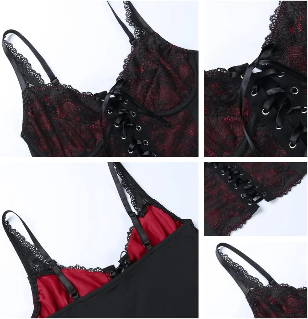 Women's Gothic Crop Top Spaghetti Strap Camisole Mall Goth Grunge Punk Fairy Cami Corset Top Backless Vest
