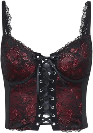Women's Gothic Crop Top Spaghetti Strap Camisole Mall Goth Grunge Punk Fairy Cami Corset Top Backless Vest