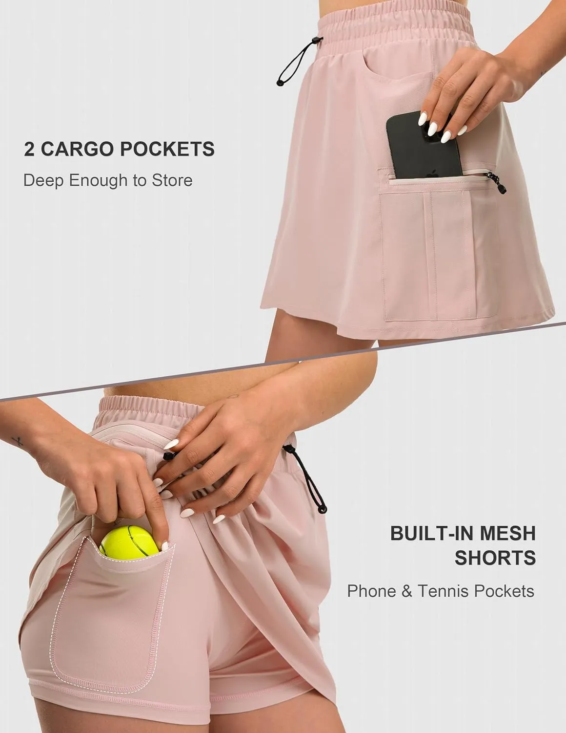 Women's Hiking Cargo Skort Golf Skirt with 5 Pockets Tennis Dressy Casual 16" Skorts for Summer Travel Outdoor 2025
