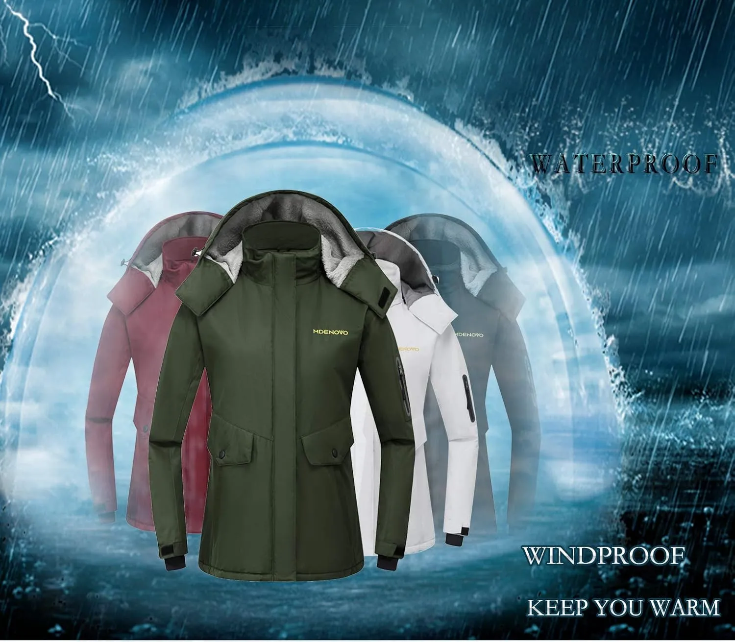 Women's Mountain Ski Jacket Waterproof Fleece Snowboard Winter Rain Coat