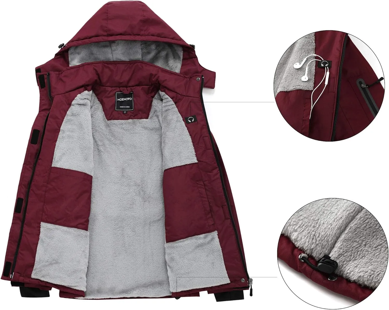 Women's Mountain Ski Jacket Waterproof Fleece Snowboard Winter Rain Coat