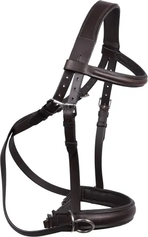 Wonder Care Genuine English Leather Crossover Crossunder Bitless Bridle for Horse Headstall with Reins
