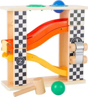 Wooden Toys - Wooden Marble Run and Knock Hammer Bench in Rally Design