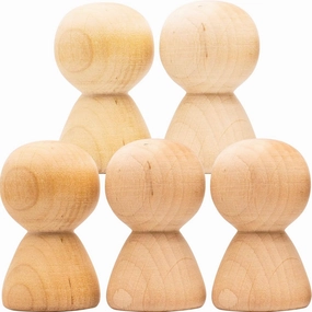 Wooden Peg Dolls Unfinished 2'' Set of 5 pcs - Wooden People Figurines for Crafts - DIY Wooden Pegs Doll