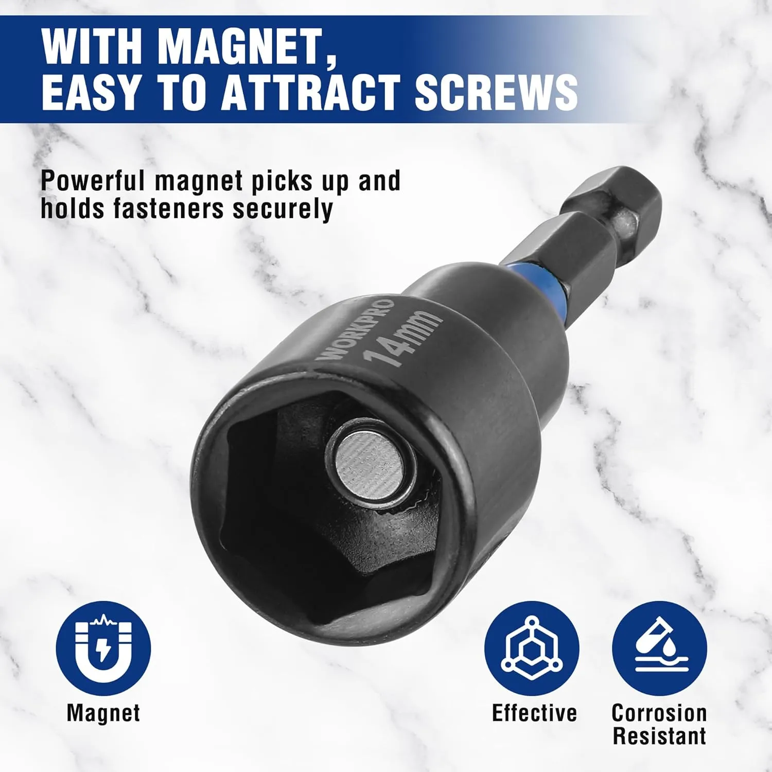 WORKPRO 39-Piece Magnetic Nut Driver Set, Impact Drill Driver Bit 1/4" Hex Shank, SAE & Metric Cr-V Steel Power Nut Drivers with Impact Socket Adapters, Screwdriver Bits, Bit Holder, Sturdy Tool Box