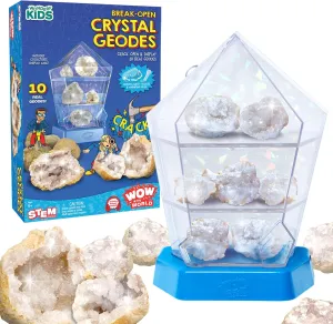 Wow in The World – 10 Real Break-Open Crystal Geodes with Display Case – Bonus Goggles & Magnifying Glass, Companion Audio Content, STEM Toy for Boys & Girls 6  by Thames & Kosmos