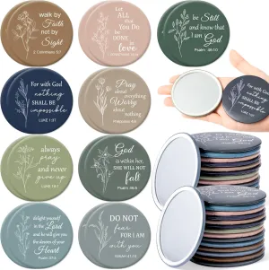 Y1tvei Mini Christian Compact Mirrors - 72Pcs Flower Sketch Art Bible Verse Compact Mirrors Bulk Small Portable Round Pocket Makeup Mirror Christian Inspirational Church Party Favors Gifts for Women
