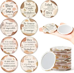 Y1tvei Spanish Boho Bible Mirrors - 36Pcs Sketch Art Christian Inspirational Gifts Bulk Scripture Mini Compact Mirrors Portable Round Pocket Makeup Mirror for Women Purse Religious Church Party Favors