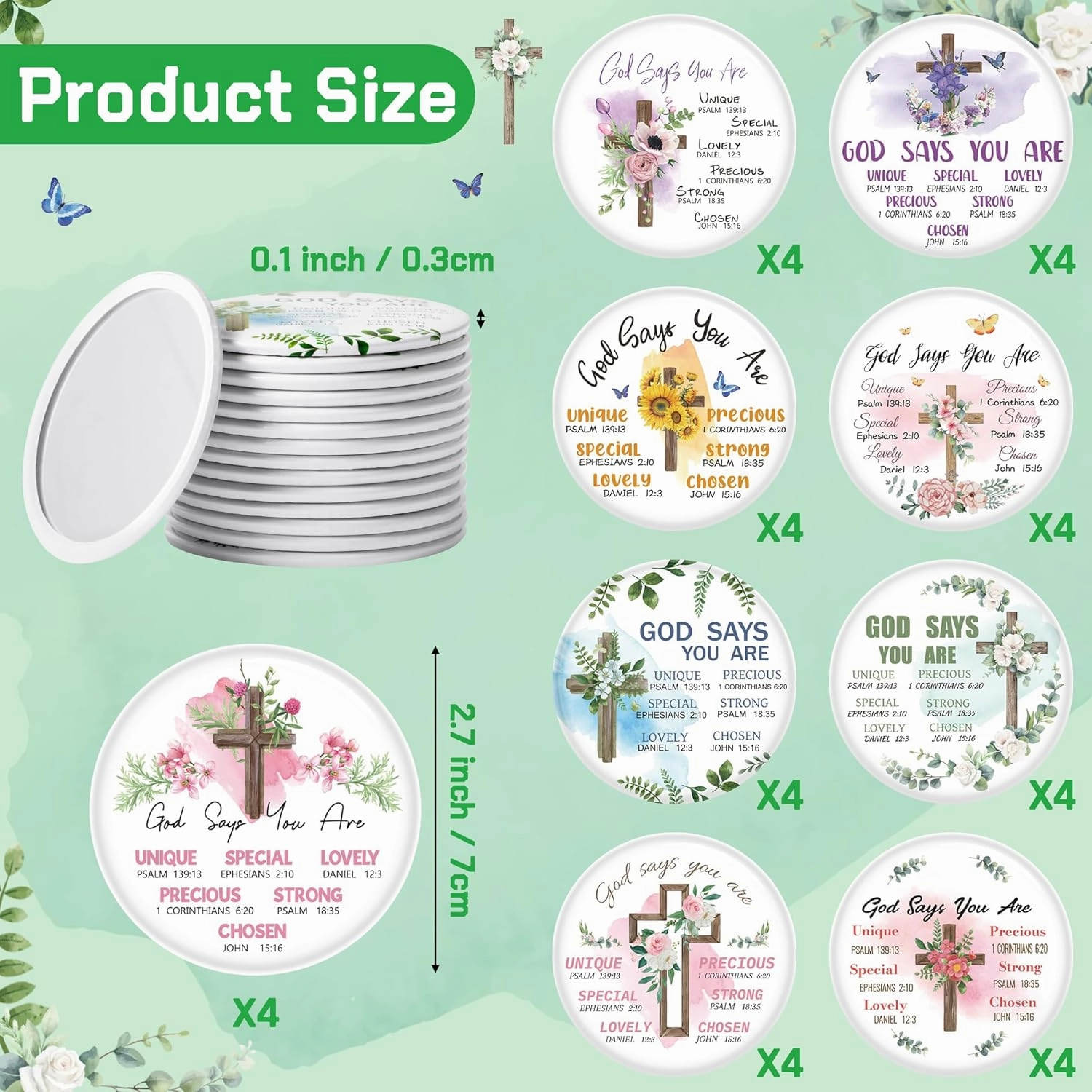 Y1tvei Christian Gifts Compact Mirror - 36Pcs Flower Cross God Say You are Bible Verse Mini Compact Mirrors Inspirational Small Portable Pocket Makeup Mirror for Purse Church Party Favors for Women