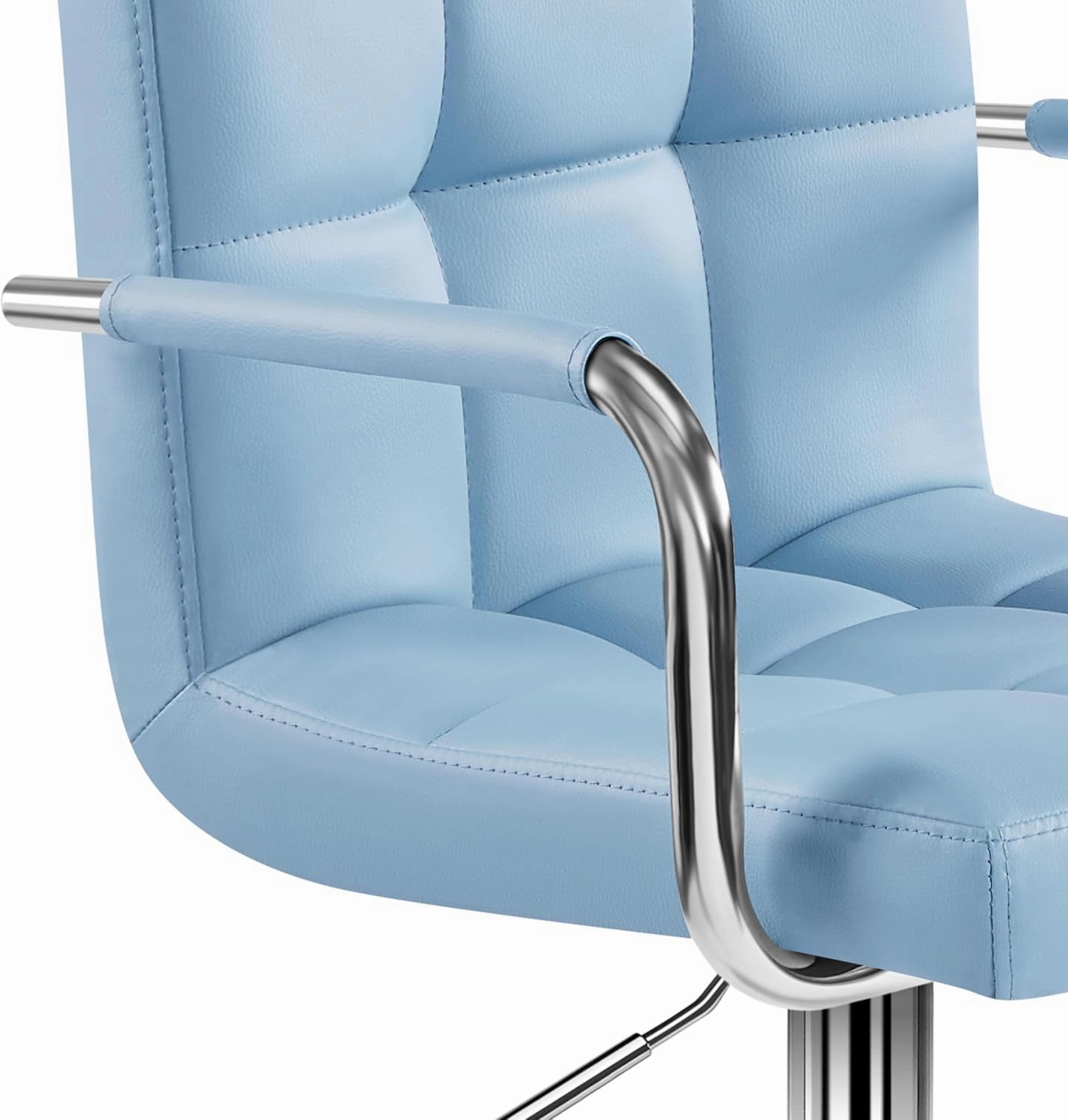 Yaheetech Bar Stools Set of 2, PU Leather Adjustable Swivel Barstools, Hydraulic Kitchen Counter Height Chairs with Armrest and Back for Kitchen, Dining Room, Blue