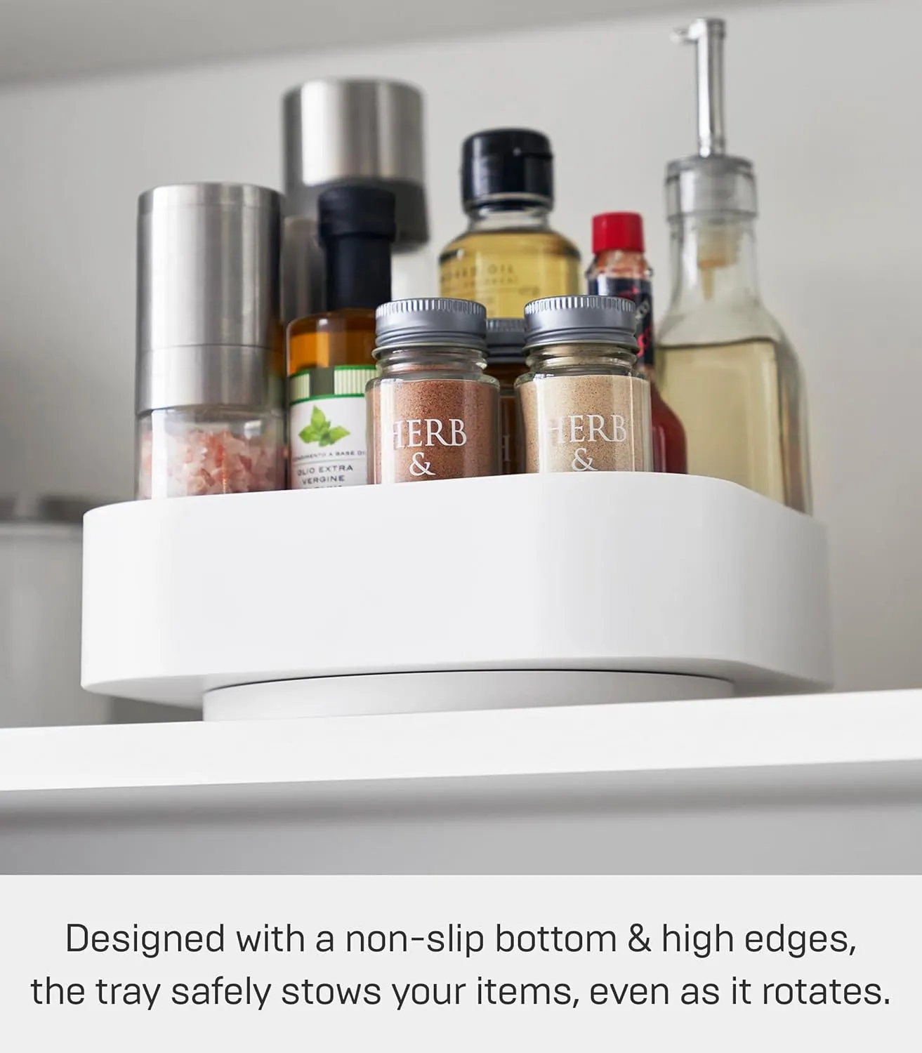 Yamazaki Home Tower 360° Rotating Storage Rack – Non-Slip Lazy Susan Organizer for Cosmetics, Skincare, and Spices - Abs Plastic