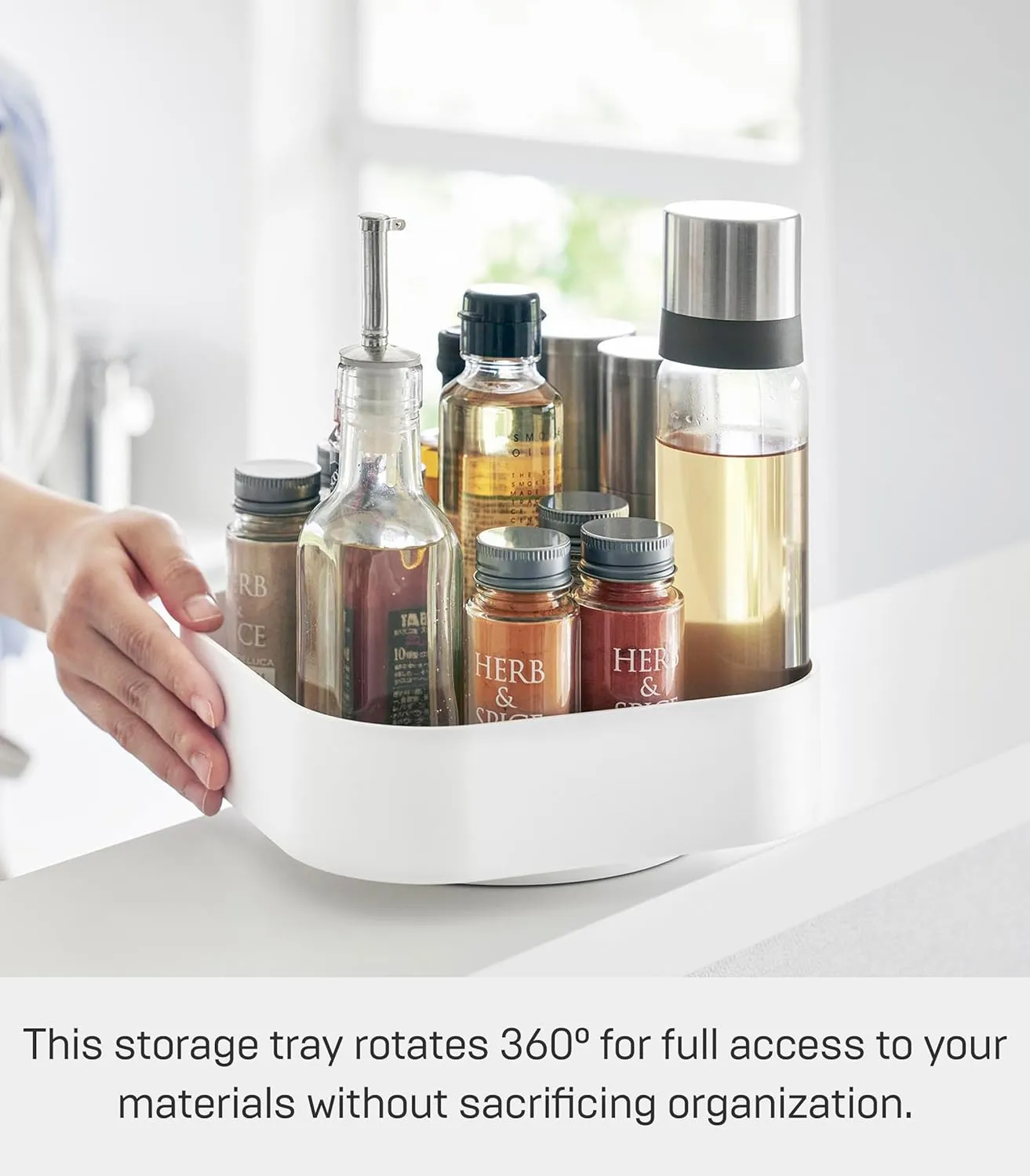 Yamazaki Home Tower 360° Rotating Storage Rack – Non-Slip Lazy Susan Organizer for Cosmetics, Skincare, and Spices - Abs Plastic