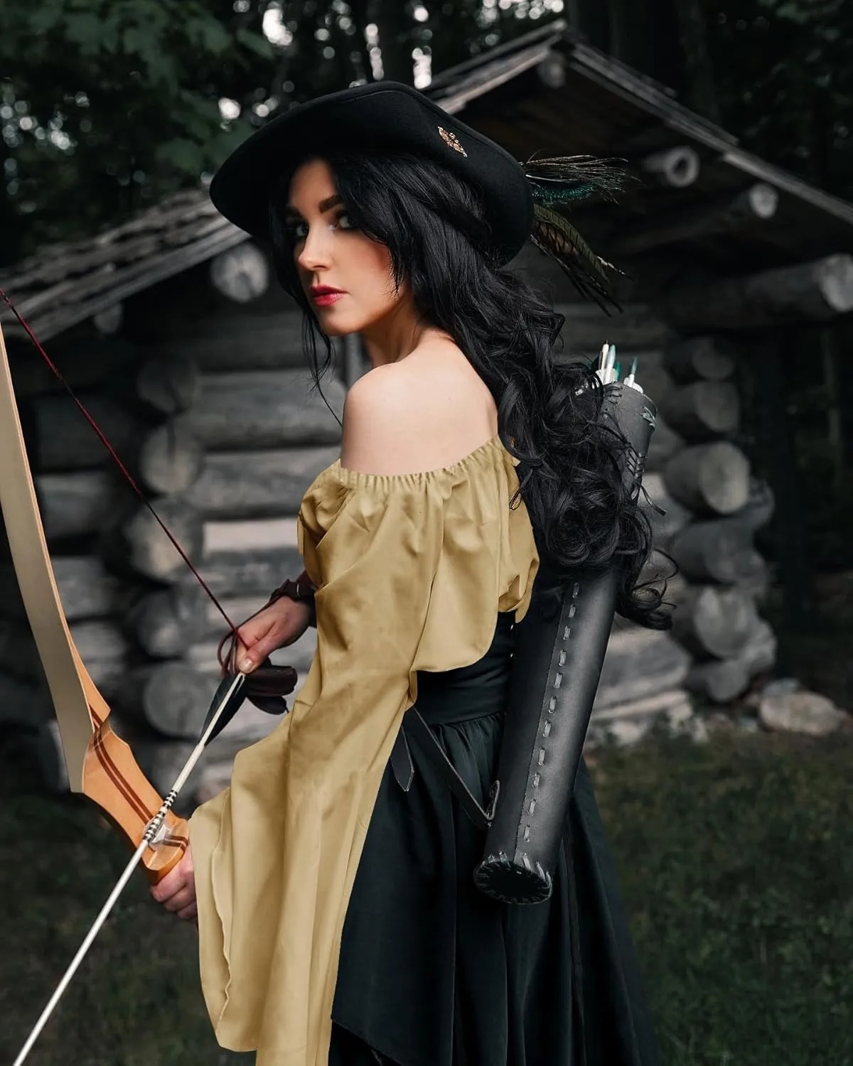 YEAXLUD Medieval Elven Traditional Irish Dress for Women Victorian Gothic Renaissance Corset Skirt