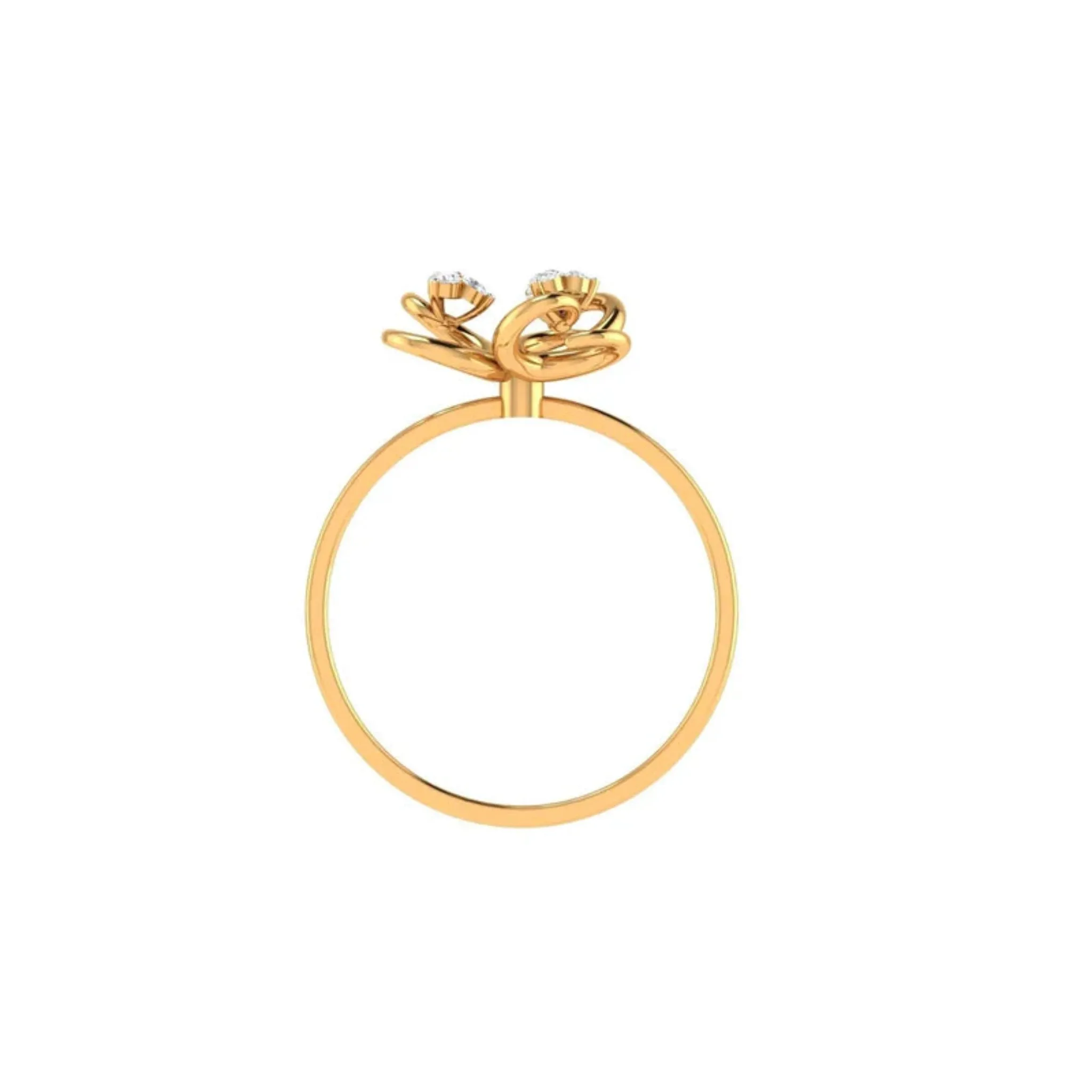 Yellow Gold Adjustable Silver Twirl Triple Heart Ring For Woman
