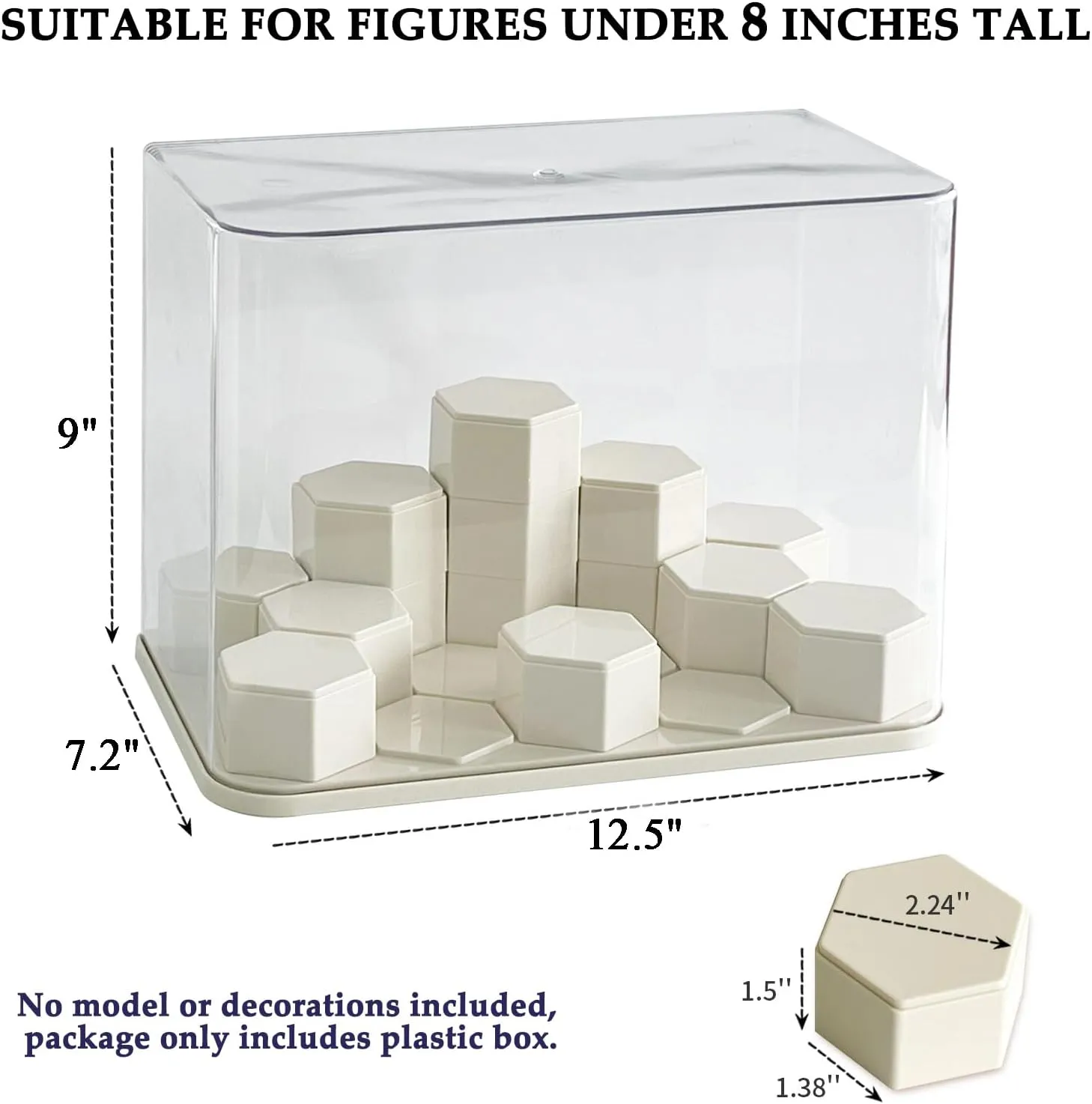 Yesesion Stackable Display Cases for Collectibles Under 8 inches Tall, Plastic Dust-Proof Showcase with 14pcs Cube for Model, Figures, Stone, Toys, Cars, Perfume Stand for Cabinet and Shelf, 2 Pack